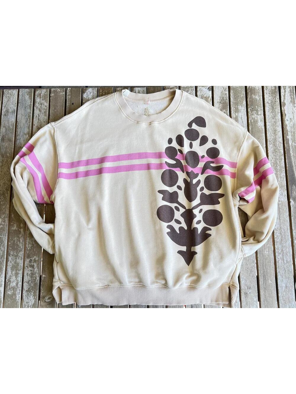 Free People All Star Buti Logo Pullover sweatshirt Pink, brown and Vanilla color - Picture 2 of 9